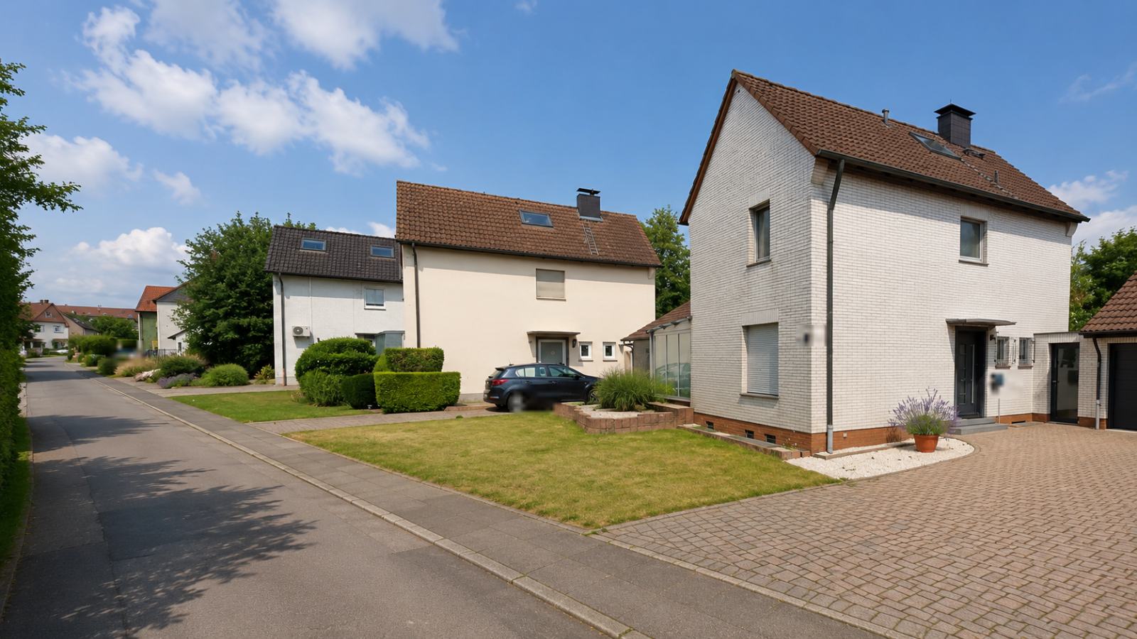 Einfamilienhäuser eines jüngeren Wohnquartiers in Kamen